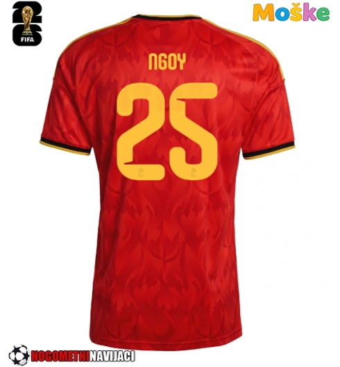 Moške Nogometnih dresov Belgija Nathan Ngoy #25 Domači SP 2026 Kratki rokavi Moške Nogometnih dresov Belgija Nathan Ngoy #25 Domači SP 2026 Kratki rokavi